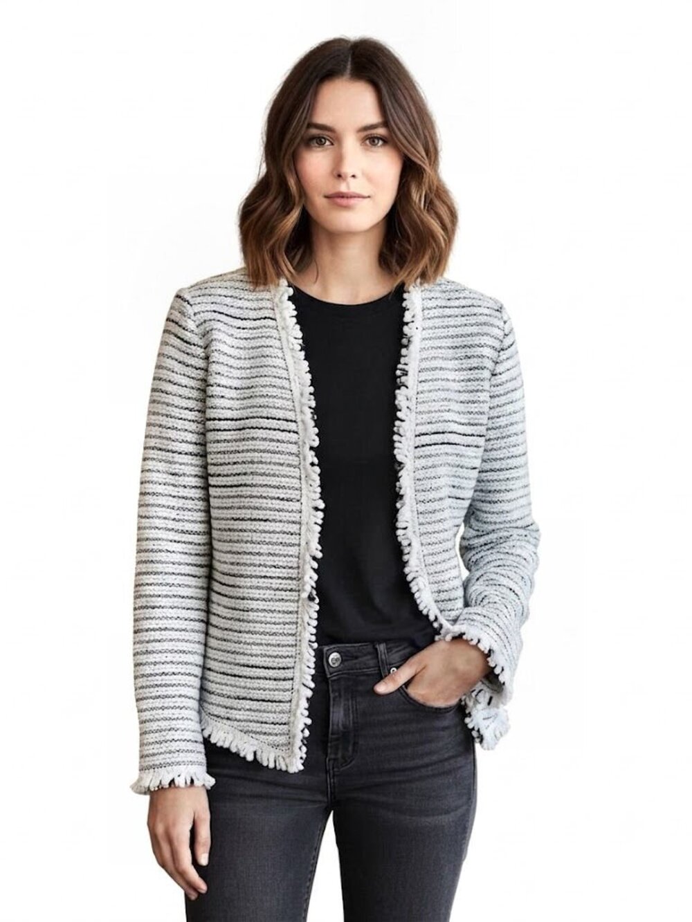 NIC+ZOE Planetary Mix Jacket Multi Frost, White Women's Size Small NWOT
